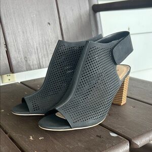Amazon Black Perforated Heeled Sandals